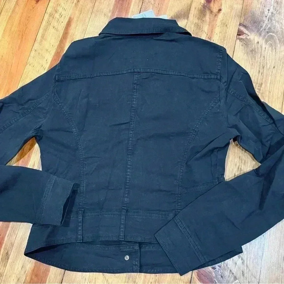 Mayo Chix Italian made, denim Jacket black, button front, fitted NWT - Picture 7 of 13